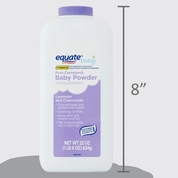 Equate Pure Cornstarch Baby Powder with Lavender and Chamomile 22 oz - Picture 4 of 8